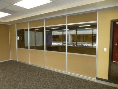 Commercial room divider installed in an office